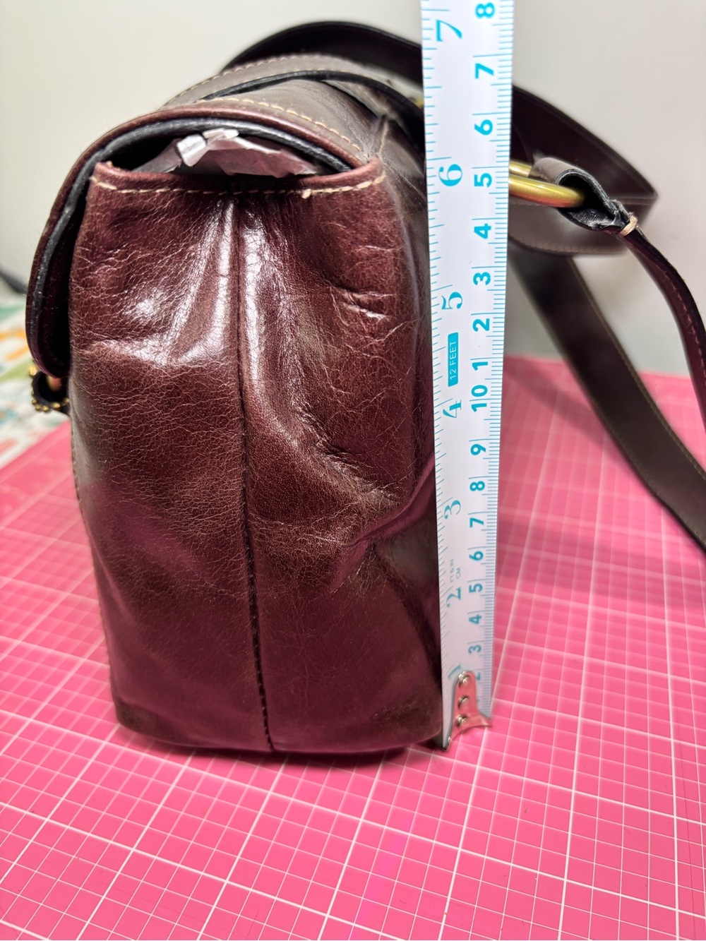 Vintage Y2K APT9 Womens Brown Leather Shoulder Bag Purse Handbag Dbl Handle Tote - Picture 15 of 16